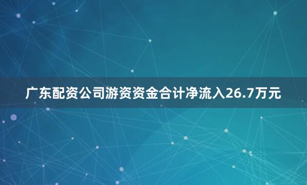 广东配资公司游资资金合计净流入26.7万元