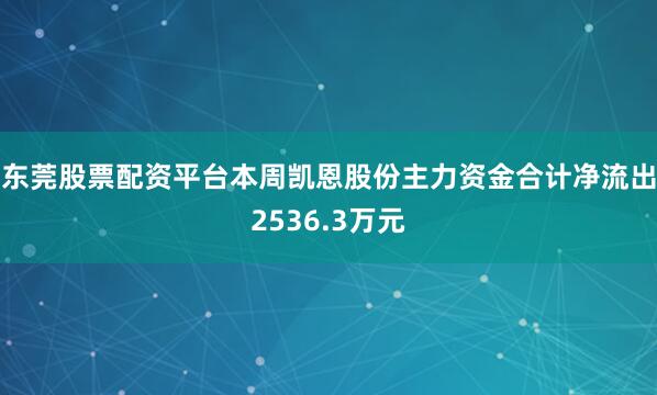东莞股票配资平台本周凯恩股份主力资金合计净流出2536.3万元